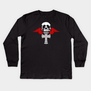 Skull Cross Wings Kids Long Sleeve T-Shirt